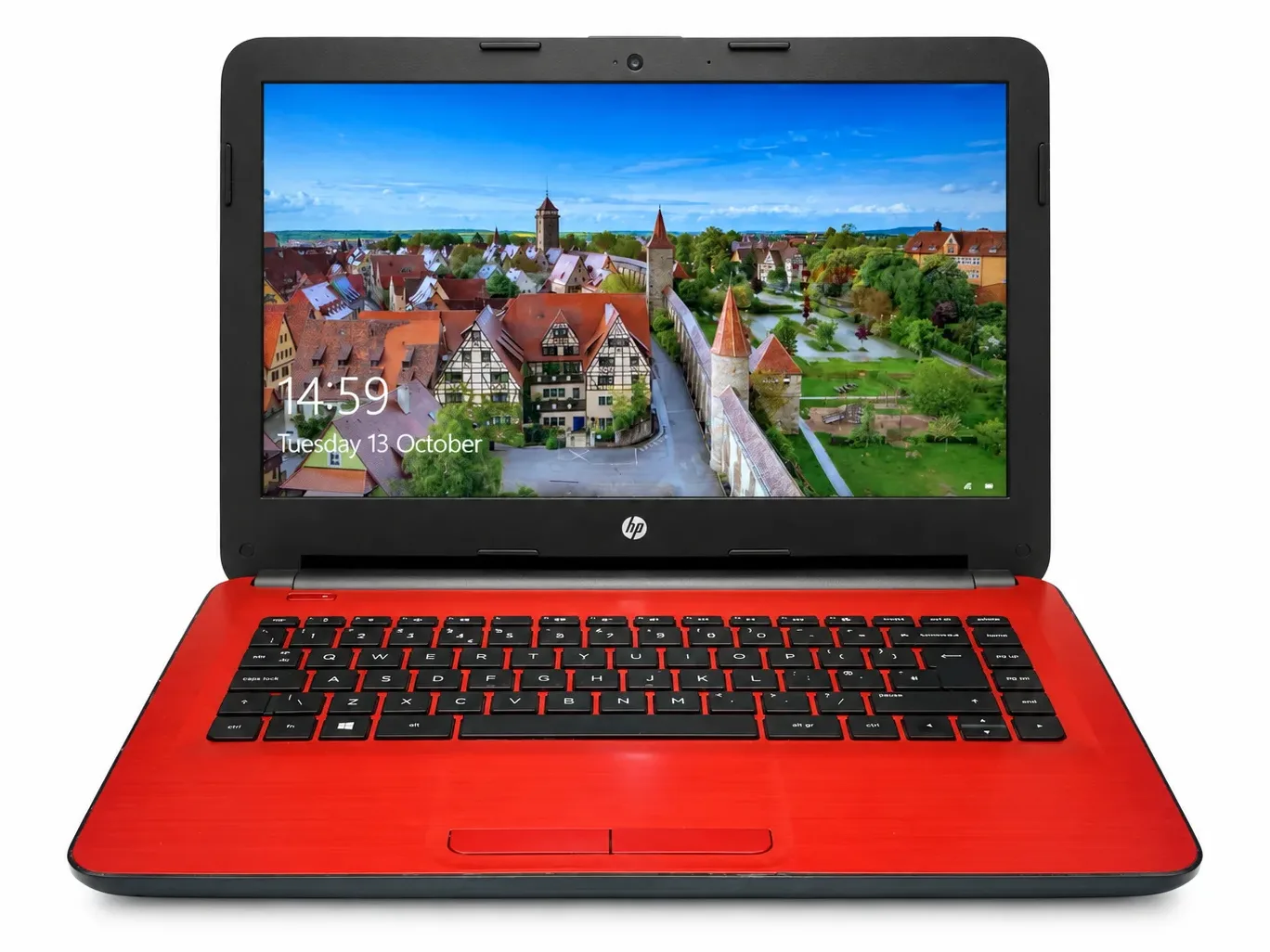 HP Red Laptop | AMD E2-7110 Quad-Core | 4GB RAM | 256GB SSD | Windows 10 | Used